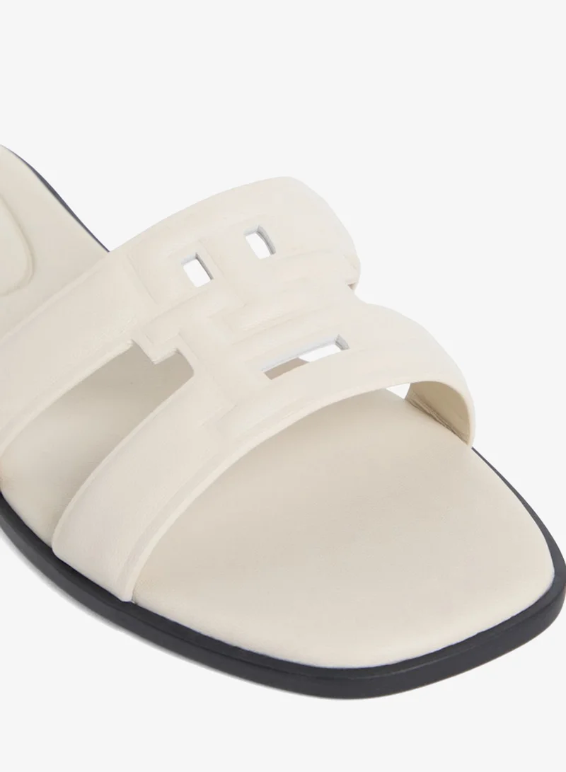 TOMMY HILFIGER  Leather Monogram Strap Mules for Women | Best Price UAE